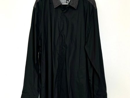 Five Four Mens Size 3XL ‘Jacob’ Black Gray Button-Up Dress Shirt L s NWT Online now