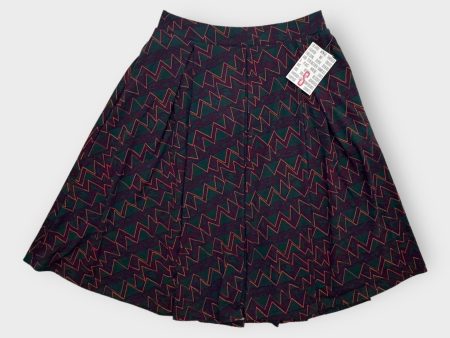 LuLaRoe Madison Pleated Skirt w Pockets | S (6-8) | Purple Green Zigzag | NWT Sale