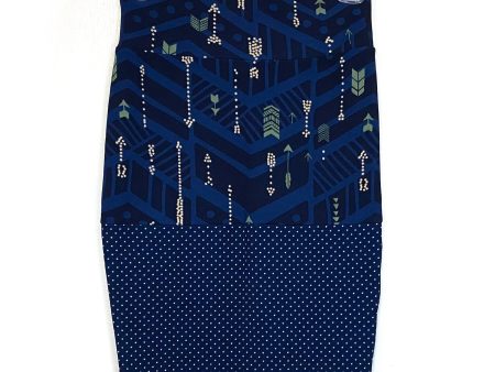 LuLaRoe Womens S Cassie Skirt ‘Denim Blue’ Green Cream Blue Arrows NWT For Discount