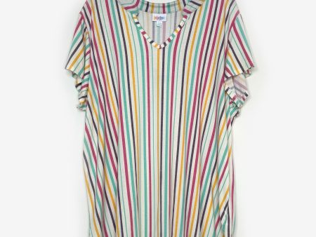 LuLaRoe | Layla Mandarin Split Collar Top | Size: 2XL | Color: White Multicolor | Vertical Stripes | NWT Online now