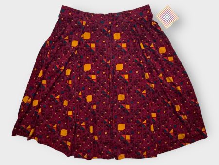 LuLaRoe Madison Pleated Skirt w Pockets | M (10-12) | Purple Yellow Geometric | NWT Hot on Sale