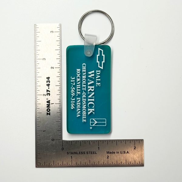 Rockville, IN ‘Dale Warnick Chevrolet Oldsmobile’ Keychain Key Ring Blue Rubber For Sale