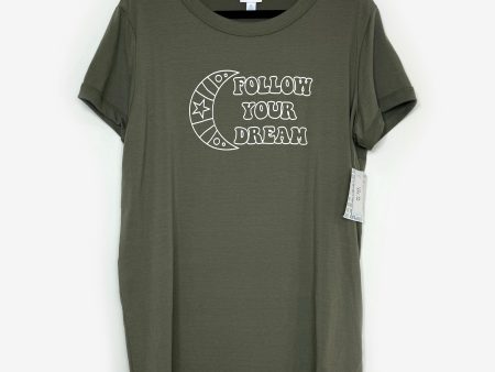 LuLaRoe | Liv T | XL (18-20) | Olive Green | ‘FOLLOW YOUR DREAMS’ | Cap Sleeves | NWT Online Hot Sale