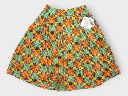 LuLaRoe Madison Pleated Skirt w Pockets | XS (2-4) | Blue Orange Yellow Swirls | NWT Supply