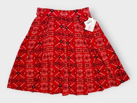 LuLaRoe Madison Pleated Skirt | M (10-12) | Red Black White Tribal Geometric | NWT Online Sale