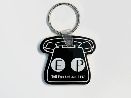 Vintage Telephone ‘EP - Edgar Prospect Bank’ Keychain Key Ring Black Rubber Sale