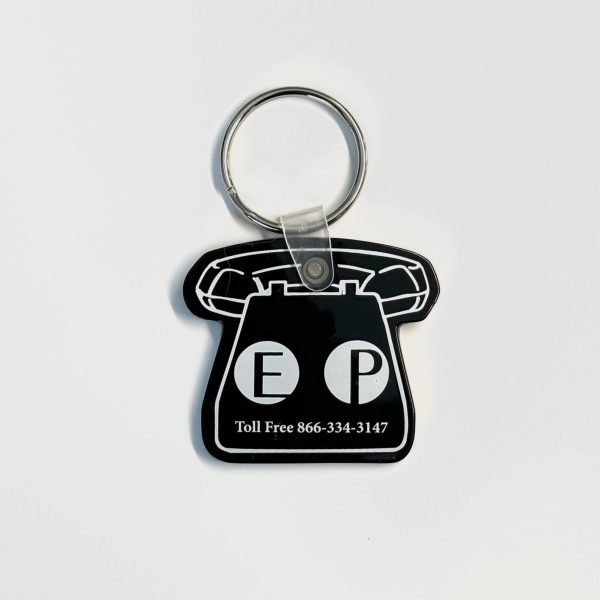 Vintage Telephone ‘EP - Edgar Prospect Bank’ Keychain Key Ring Black Rubber Sale