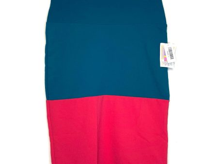 LuLaRoe Womens L Hot Pink Green Cassie Colorblock Skirt NWT Sale