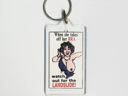 Vintage Novelty Adult Humor ‘When She Takes Off Her BRA’ Keychain Key Ring Rectangle Clear Acrylic, good conditiono Hot on Sale