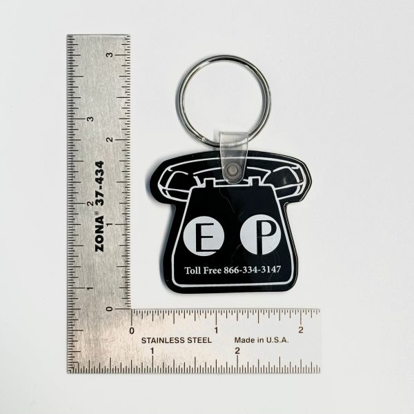 Vintage Telephone ‘EP - Edgar Prospect Bank’ Keychain Key Ring Black Rubber Sale