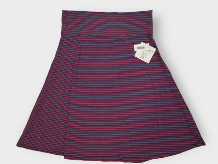 LuLaRoe Azure A-Line Skirt | 2XL (18-20) | Magenta Blue Striped | NWT For Sale