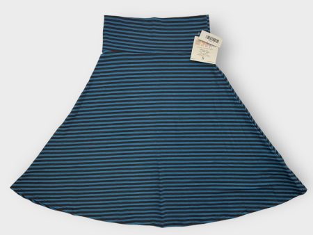 LuLaRoe Azure A-Line Skirt | S (2-4) | Blue Brown Striped | NWT Supply