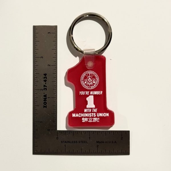 Vintage ‘IAM - Machinists’ Keychain Key Ring Red Soft Touch #1, Local 828 For Cheap