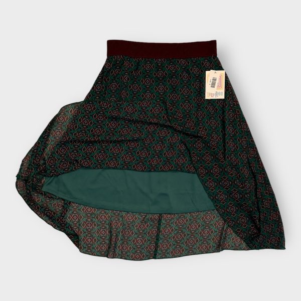 LuLaRoe Lined Lola Skirt | S | Brick Red Green Geometric | NWT on Sale