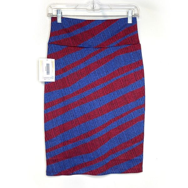 LuLaRoe Cassie Pencil Skirt | XS (00-0) | Red Blue | Animal Stripes | NWT Cheap