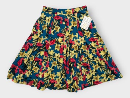 LuLaRoe Madison Pleated Skirt w Pockets | XS | Blue Yellow Red Floral | NWT For Sale