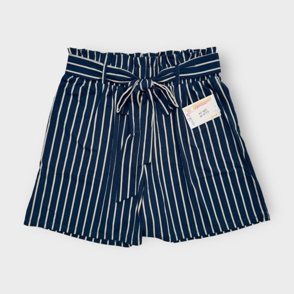 LuLaRoe Ella Paper Bag Shorts | M (10-12) | Blue White Striped | NWT on Sale