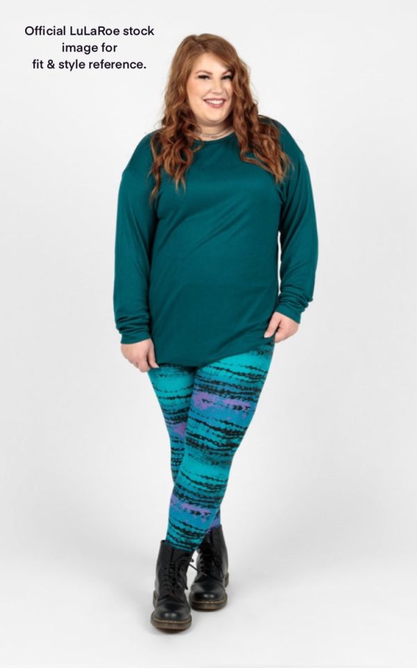 LuLaRoe Print Leggings | TC (12-18) | Green Red Botanical Pattern | New Hot on Sale