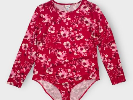 LuLaRoe Nova L s Bodysuit | XL | Bright Pink Floral | NWT on Sale