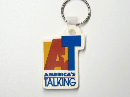 Vintage ‘America’s Talking Network’ Keychain Key Ring Rubber White, Pre-Owned Supply