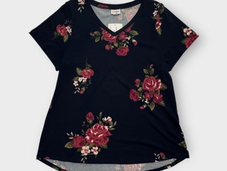 LuLaRoe Christy V-Neck Top | Navy Blue Floral | XL (18-20) | NWT Hot on Sale