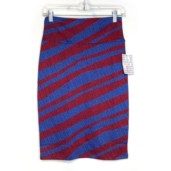 LuLaRoe Cassie Pencil Skirt | XS (00-0) | Red Blue | Animal Stripes | NWT Cheap