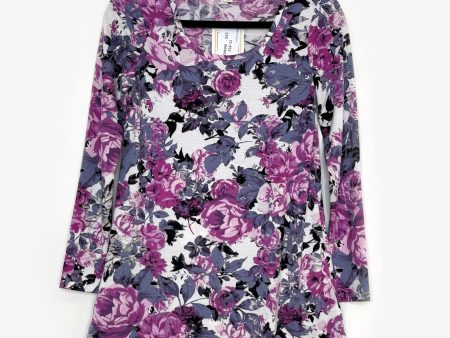 LuLaRoe Vault | Lynnae High-Low L s Top | Size: XXS (00-0) | Purple Multicolor | Floral | NWT For Sale