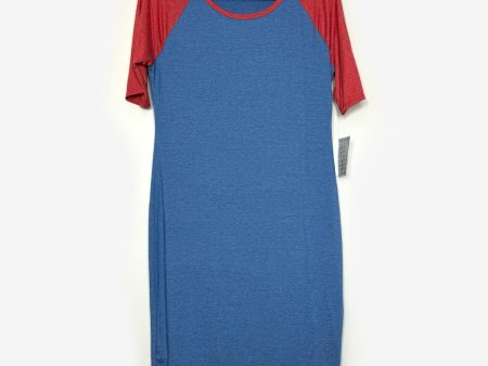 LuLaRoe Julia Bodycon Dress | L (12-14) | Blue Red | Colorblock | NWT Online Sale