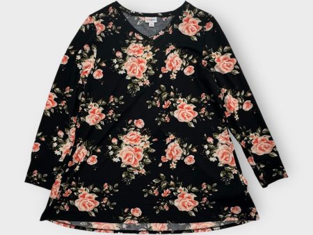 LuLaRoe Elizabeth L s Tunic | M (10-12) | Black Floral Print | NWT Discount