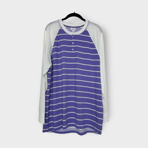 LuLaRoe Mark L s Henley Top | XL | Purple White Striped | NWT Discount