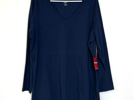 AVENUE | Womens L s V-Neck Everyday T-Shirt | Size: 18 20 | Color: Blue | NWT Online