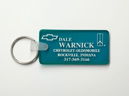 Rockville, IN ‘Dale Warnick Chevrolet Oldsmobile’ Keychain Key Ring Blue Rubber For Sale