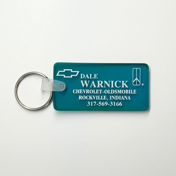 Rockville, IN ‘Dale Warnick Chevrolet Oldsmobile’ Keychain Key Ring Blue Rubber For Sale