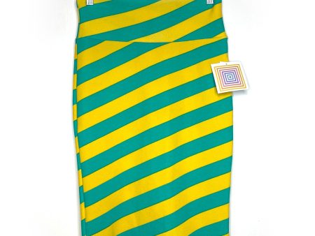 LuLaRoe Womens XS Bumblebee Green Yellow Cassie Diagonal Stripes Skirt NWT Online