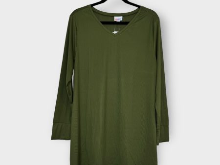 LuLaRoe Elizabeth L s Tunic | L (14-16) | Olive Green Solid Ribbed | NWT Discount