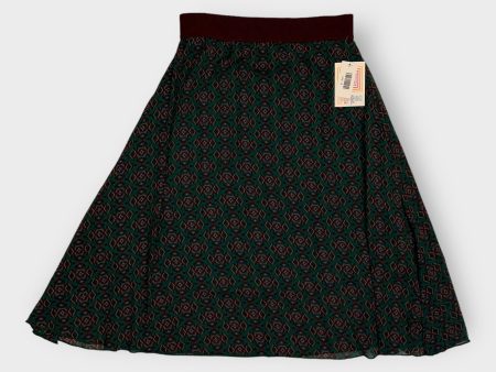 LuLaRoe Lined Lola Skirt | S | Brick Red Green Geometric | NWT on Sale