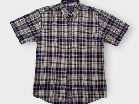 Men s Green and Blue Plaid Short Sleeve Button-Up Shirt - Size M - Pendleton - Pre-Owned Hot on Sale