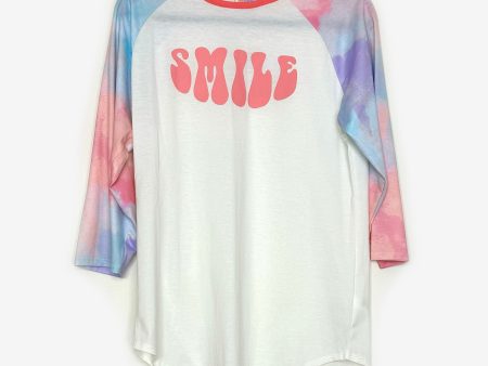 LuLaRoe Vault | Randy SMILE Raglan Tee | Size: M | Color: Blue White | Watercolor | NWT Online now