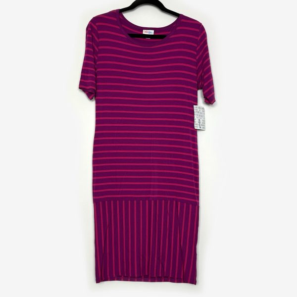 LuLaRoe Julia Bodycon Dress | L (12-14) | Purple Purple | Striped | NWT Discount