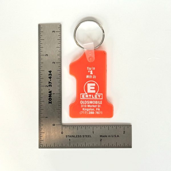 Pair of (2) Vintage ‘Ertley Oldsmobile -  Kingston, PA’ Orange Keychain Key Ring Rubber #1 Cheap