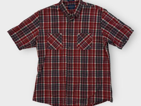 Pendleton Santiam S s Button-Up Shirt | L | Red White Blue Plaid | Pre-Owned on Sale