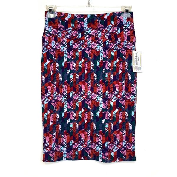 LuLaRoe Cassie Pencil Skirt | S (6-8) | Purple Blue Red | Geometric | NWT Discount