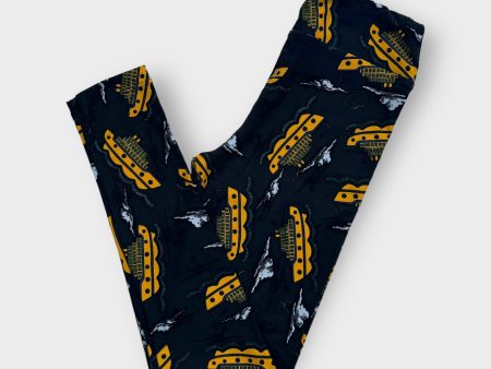 LuLaRoe Juniors Leggings | Tween (00–0) | Dark Blue Yellow Ships | New For Discount