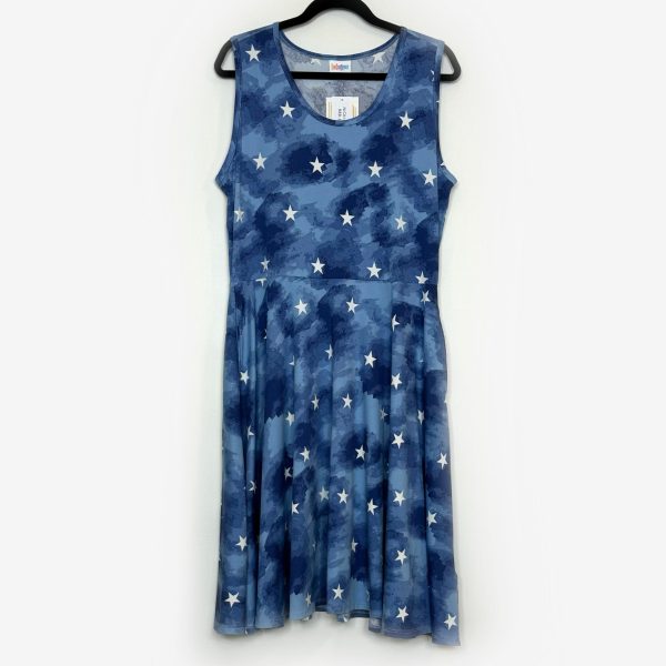 LuLaRoe | Nicki Sleeveless A-Line Dress | Color: Blue White Watercolor Stars | Size: XL NWT on Sale