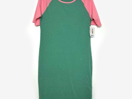 LuLaRoe Julia Bodycon Dress | L (12-14) | Pink Green | Colorblock | NWT Sale