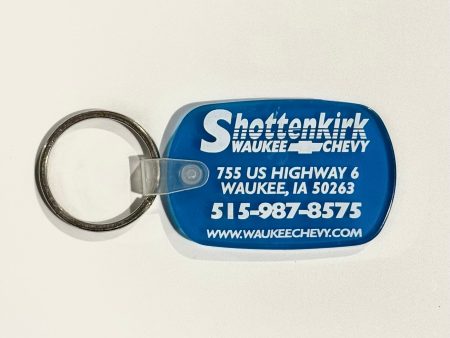 ‘Shottenkirk Waukee (IA) Chevy’ Keychain Key Ring Blue Rubber Oval Supply