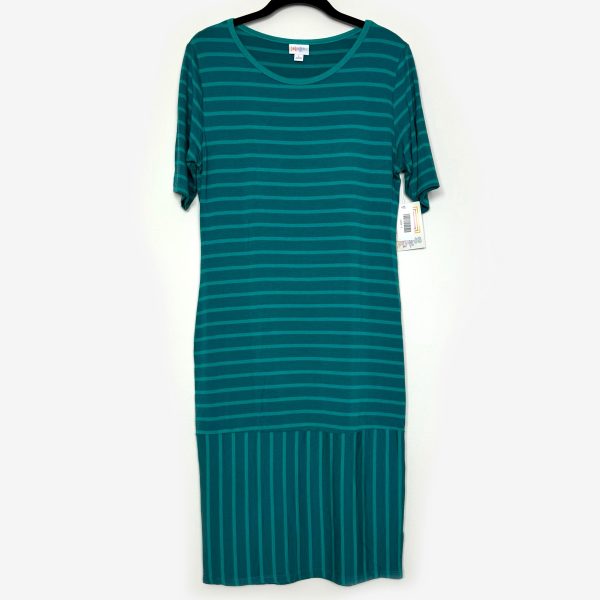 LuLaRoe Julia Bodycon Dress | L (12-14) | Green Green | Striped | NWT Supply