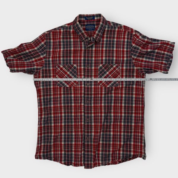 Pendleton Santiam S s Button-Up Shirt | L | Red White Blue Plaid | Pre-Owned on Sale