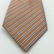 Tasso Elba Spa Mens Pastel Orange And Blue Striped 100% Silk 58” Necktie Hot on Sale