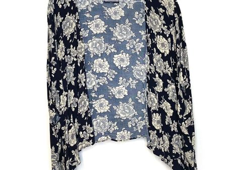 Brandy Melville Womens Size OSFA Navy Blue Floral Wrap Top L s Pre-Owned Fashion